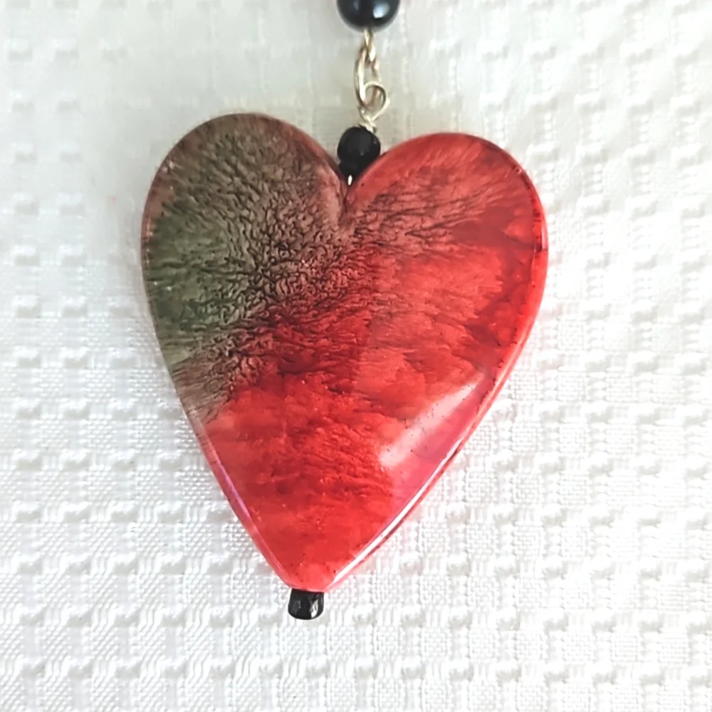 Heartfelt Red and Green Heart Charm Keychain, Keyring, Handmade